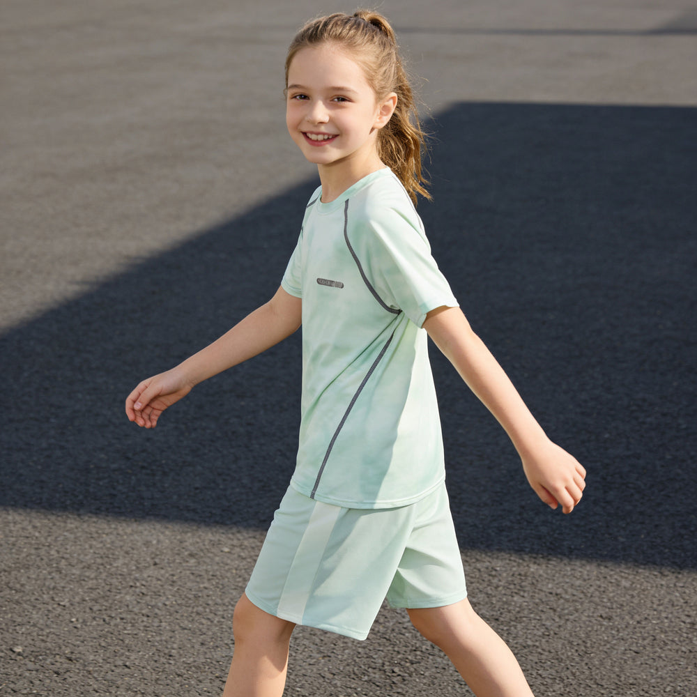 Girls' short-sleeve t-shirt,  new arrival: cool-touch half-sleeve top for girls, summer clothing, youth sports training wear, lightweight t-shirt
