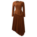 D617 european and american cross-border women's clothing  spring new arrival: elegant asymmetrical neck high-waisted midi dress for export