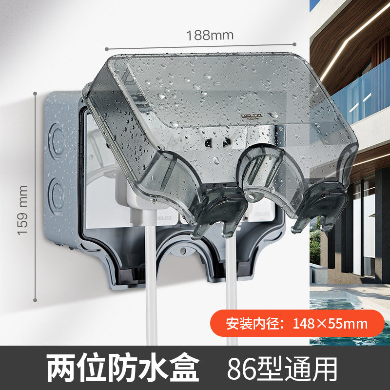 Delixi waterproof box outdoor splash-proof box type 86 surface-mounted outdoor socket protective cover bathroom deepening IP66 grade