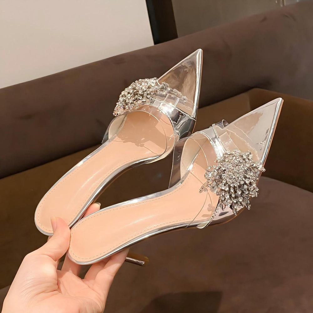 2026 summer new pointed-toe rhinestone high heel sandals - women's european & american sexy stiletto, breathable, lightweight, and versatile sandals