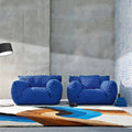 Influencer designer blue fatty sofa chair - living room, balcony, single fabric sofa - italian minimalist lazy casual chair