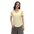 Women's yoga short-sleeve running t-shirt - loose fit, slimming, workout top - summer lightweight - d26087