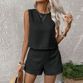 Xibo women's clothing  summer new collection: women's solid color minimalist fashion casual sleeveless top and shorts set