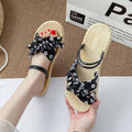 Women's summer fashion sandals: sweet floral two-wear flat sandals, versatile outdoor slippers