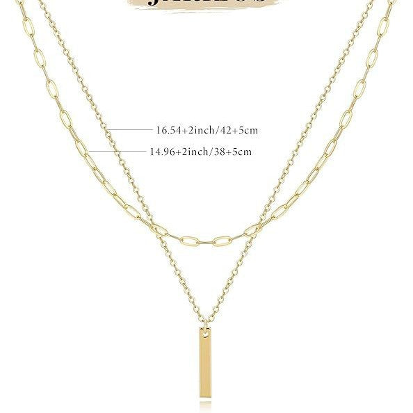 Layered paperclip figaro chain multi-layer necklace set - chic punk style women's jewelry - affordable luxury niche design
