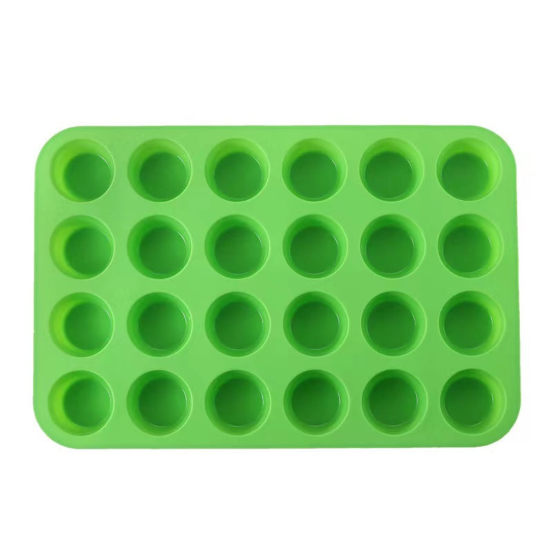 Silicone mini 24-cavity cake mold, perforated round muffin cup baking pan, diy jelly making baking tool