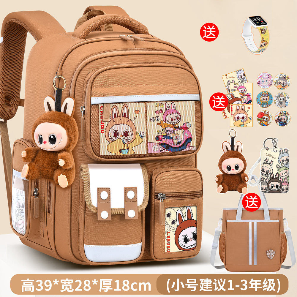 Labubu backpack - new 2026 model for elementary school students (grades 1-6). lightweight, spine-protecting, and load-reducing design for boys and girls