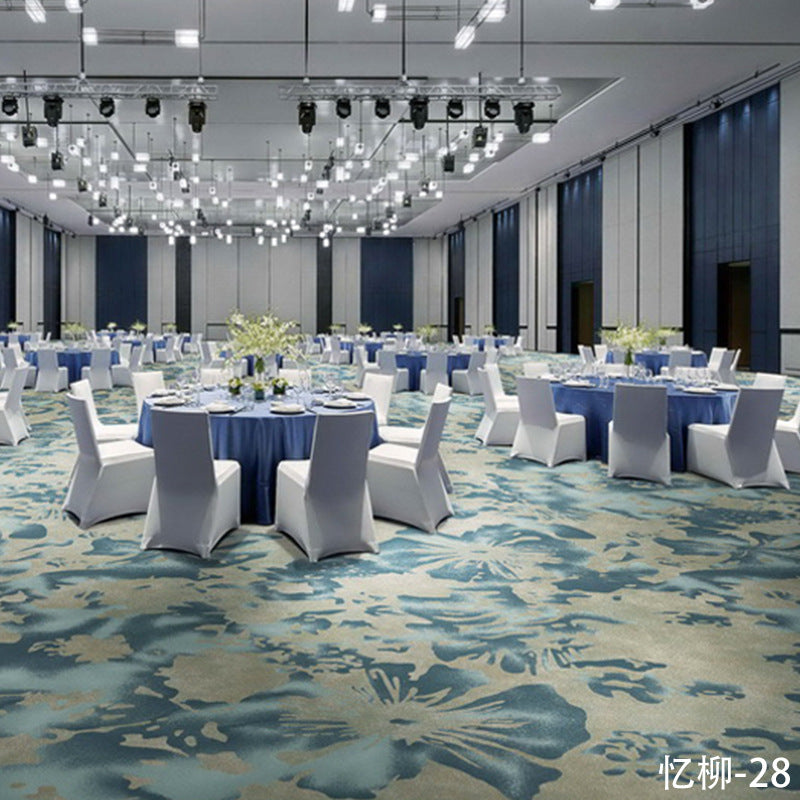 Custom carpets for hotel banquet halls, corridors, and aisles - fire-retardant, full-spread nylon printed carpets for restaurants and dining rooms