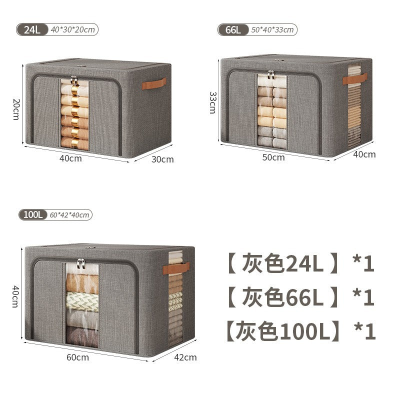 Cationic double window steel frame box fabric storage box household clothes sundries toy storage storage wardrobe finishing box