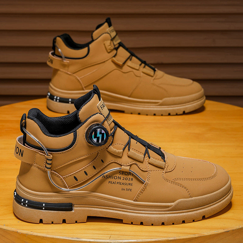 Boots men's high-top spring british style retromencasual leather shoes mid-top waterproofnon-slipworkwear boots