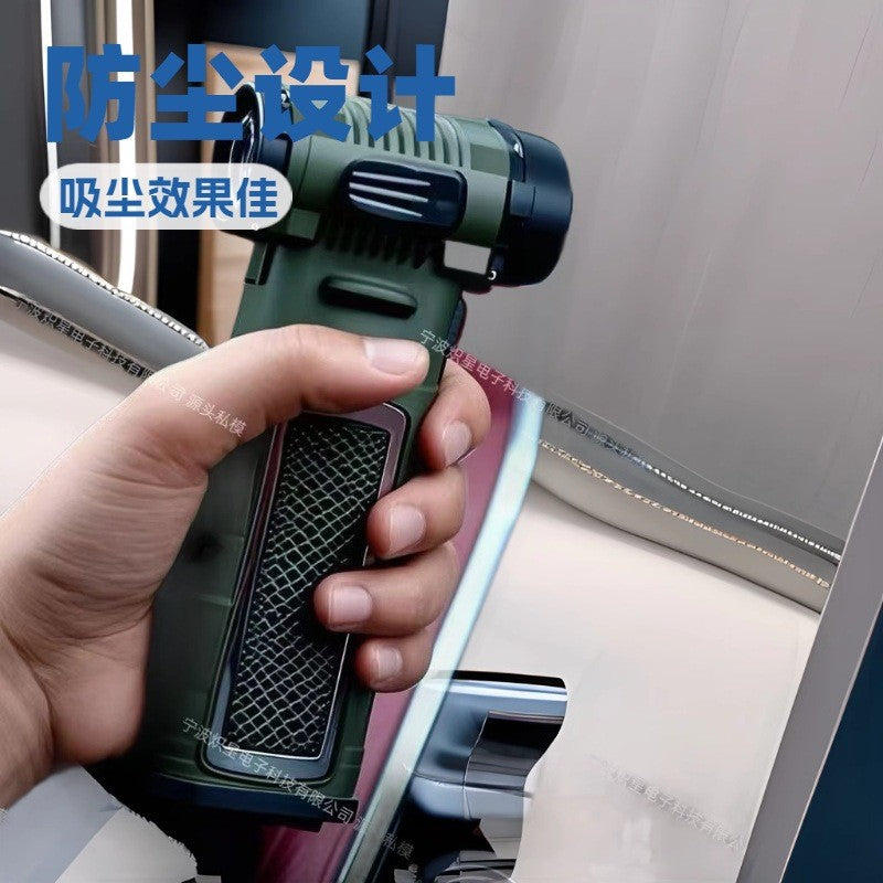 Cross-border new car handheld hair dryer violent fan usb charging COB lighting fan car vacuuming