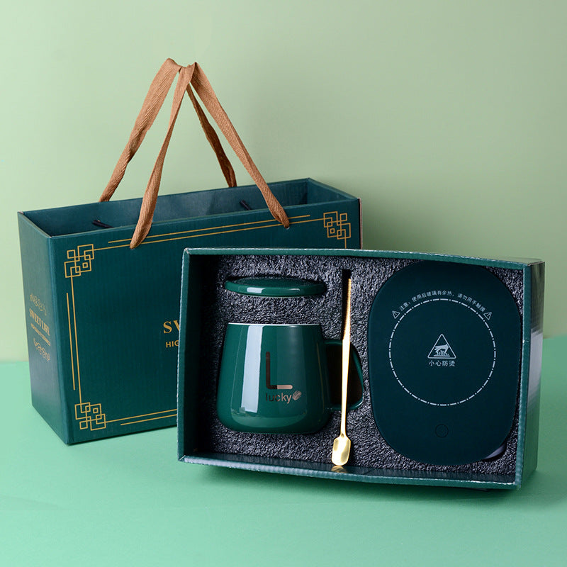 55 ° Warm Cup USB Thermostatic Cup Warm Coaster Gift Box Ceramic Cup Multifunctional Thermal Insulation Artifact Mark Cup