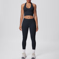 fashion seamless halter neck back yoga suit running sports fitness yoga suit two-piece set for women