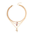 Double layer snake-shaped diamond necklace wholesale european and american cross-border pendant ins creative stylish punk thick chain clavicle chain for women