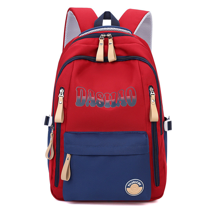 Spring and summer new high school students large-capacity schoolbag lightweight weight backpack primary school students simple and strong backpack