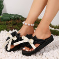 Thick sole big bows low heel 3cmfashion flip flops pearl lightweight export plus size flip flops