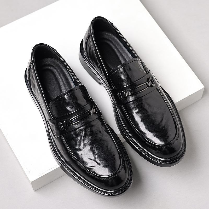 Genuine leather men's soft leather soft sole leather shoes thick sole bean shoes business formal work casual daily leather shoes
