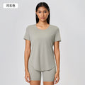 Summer lightweight loose-fit yoga short sleeve women's brushed breathable fitness top - quick-dry activewear for running and exercise (ds075)