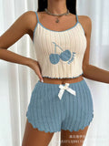 Hot-selling cross-border e-commerce  style european and american embroidered pajamas, brushed camisole and shorts loungewear set