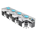 Customizable office desk and chair set - modern minimalist 3-seat office desk for accounting and finance offices