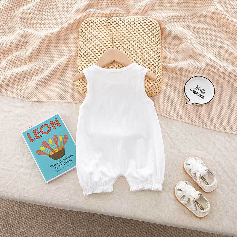 Stylish and trendy lightweight summer pajamas for newborn and infant boys and girls. perfect as a cool and comfortable onesie for your little one in air-conditioned environments