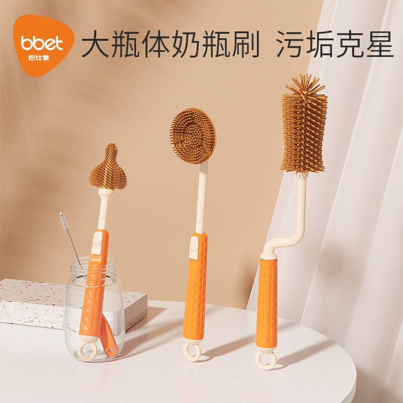 Silicone bottle brush baby pacifier brush straw brush rotate bottle brush cleaning brush cleaning brush suit