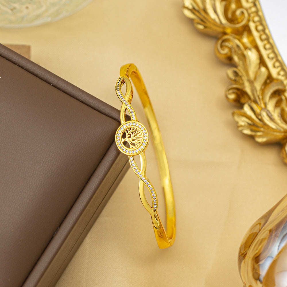 Bracelet female titanium steel fashion non-fading copper inlaid zirconium bracelet niche high-end fashion elegant jewelry wholesale hand jewelry
