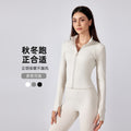 Women's fleece-lined athletic jacket - slim fit yoga top for running, cycling, and fitness - long sleeve (daw195)
