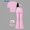 wholesale girls' flared pants set, fashionable spring, summer, and autumn sanrio short-sleeved long flared pants set for girls