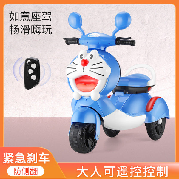 Cute cartoon girl electric motorcycle double enlarged with remote control double drive toy car can seat people charging car