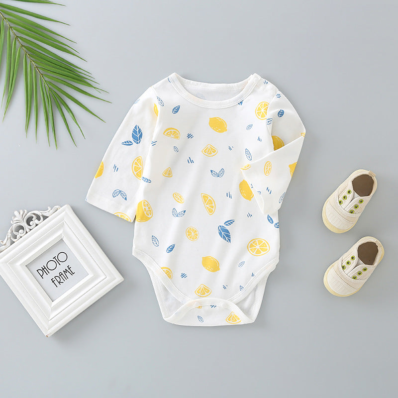 Baby long-sleeve romper: autumn triangle bodysuit, newborn unisex spring/autumn pure cotton crawling suit