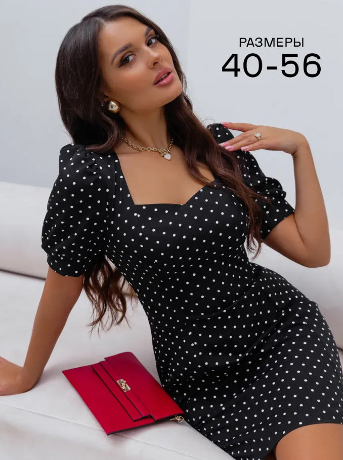 European and american wholesale:  autumn new women's elegant bowknot polka dot dress
