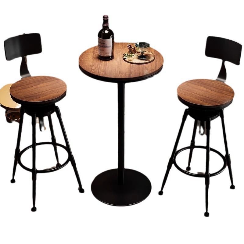 Iron bar chair table combination creative high stool one table two chairs restaurant casual back chair bar table no