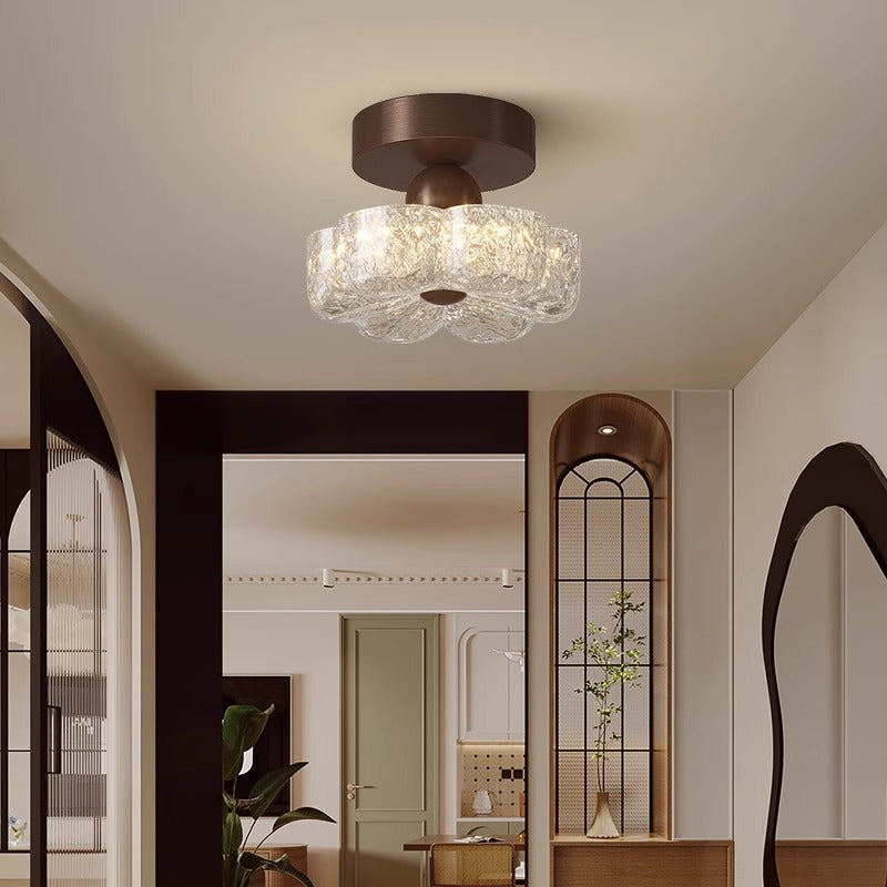 Medieval style resin flower ceiling light corridor aisle light French retro balcony entrance entrance lighting high sense