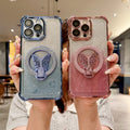 New 17 apple 16 butterfly glitter stand magnetic phone case, four-corner drop protection iphone 15 cover, compatible with iphone 13
