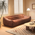 Bean bag sofa american retro oil wax living room medieval style three-person straight row small apartment first-layer cowhide sofa furniture