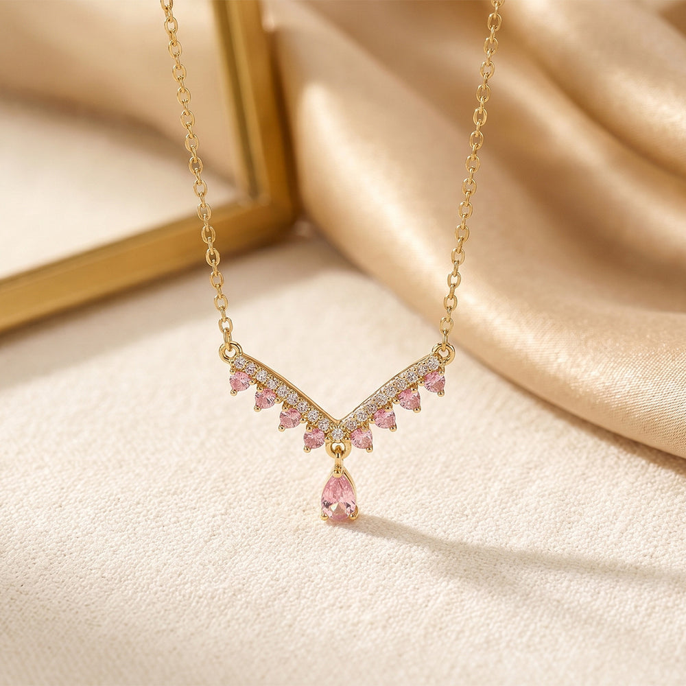 hot-selling fashion zircon-encrusted geometric teardrop necklace, understated luxury, niche jewelry, high-end women's accessory, non-fading clavicle chain