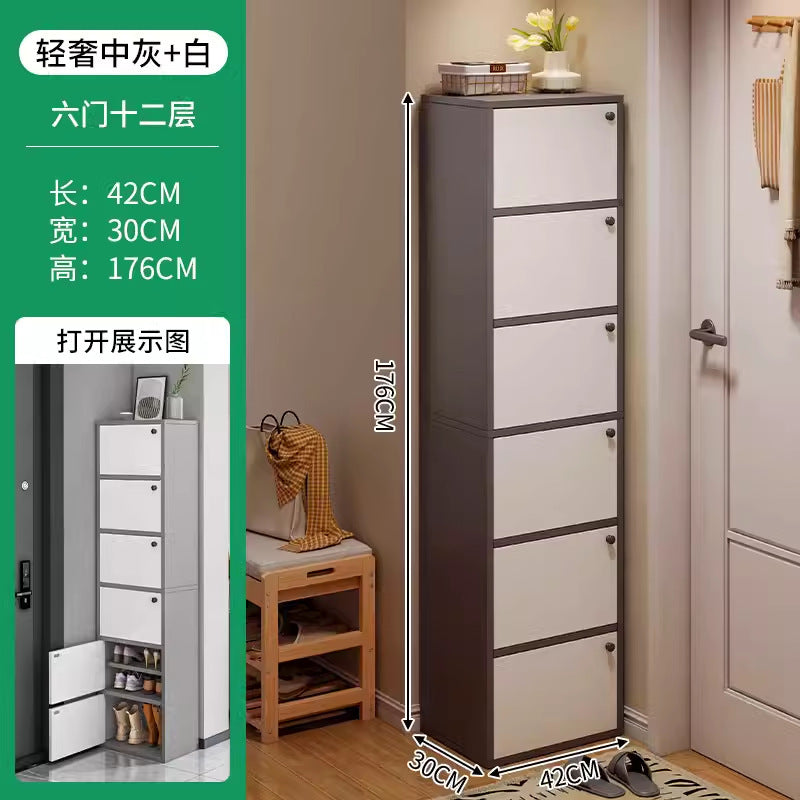 Narrow shoe cabinet Home door shoe rack Large capacity dustproof Simple shelf Corner storage Foyer cabinet Large shoe box