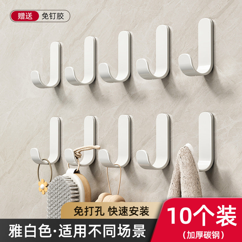 Hook adhesive punch-free kitchen wall hanging gun gray adhesive hook wall sticker wall load-bearing kitchen bathroom door back hook
