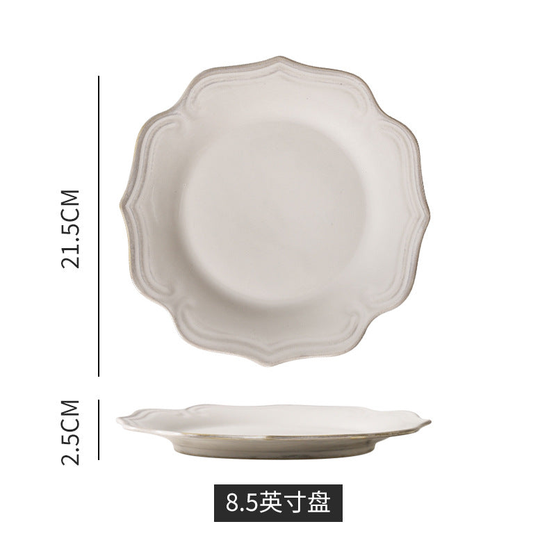 European retro ceramic western dinnerware restaurant hotel home use steak plate high-value unique ceramic plate dish