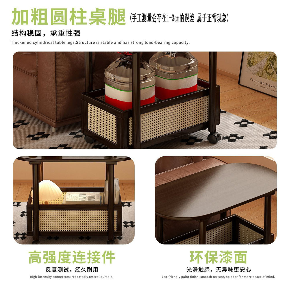 Medieval style bamboo coffee table, side table, corner table, sofa, living room, movablefor home, small trolley, small table, snack storage rack