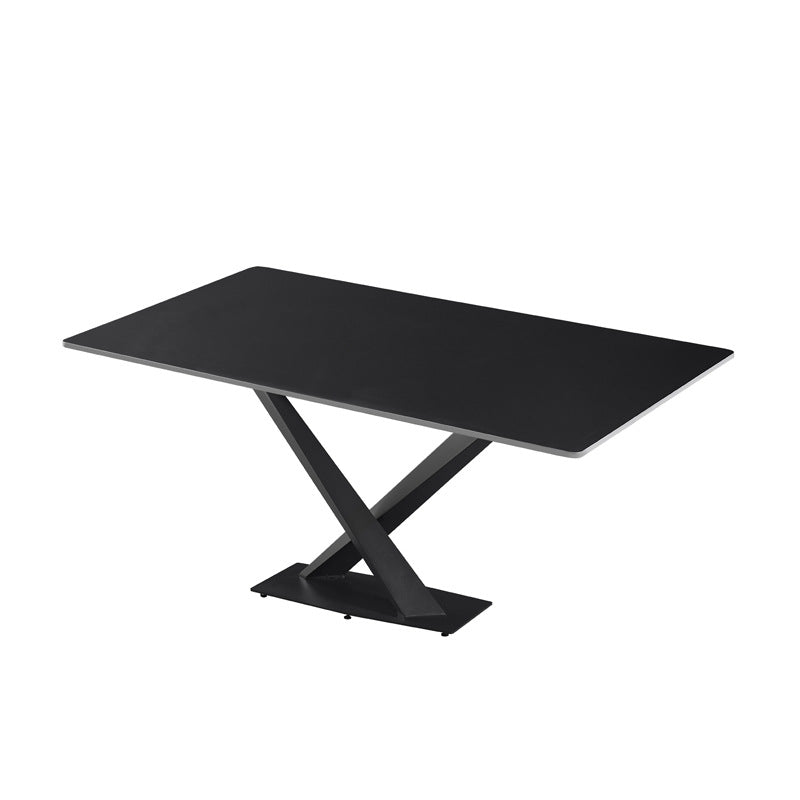 Italian light luxury sintered stone dining table and chairs set - modern minimalist rectangular dining table for small spaces