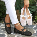 Breathable mesh mary janes - women's flat shoes, spring/summer , new bow detail, low-cut, fairy style