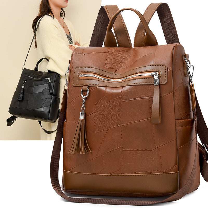 Backpack women's 2024 new high-end large-capacity casual backpack simple and fashionable college student anti-theft schoolbag