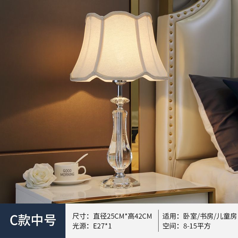 Modern fashion crystal table lamp bedroom bedside lighting living room light luxury warm romantic wedding american style dimmable remote control