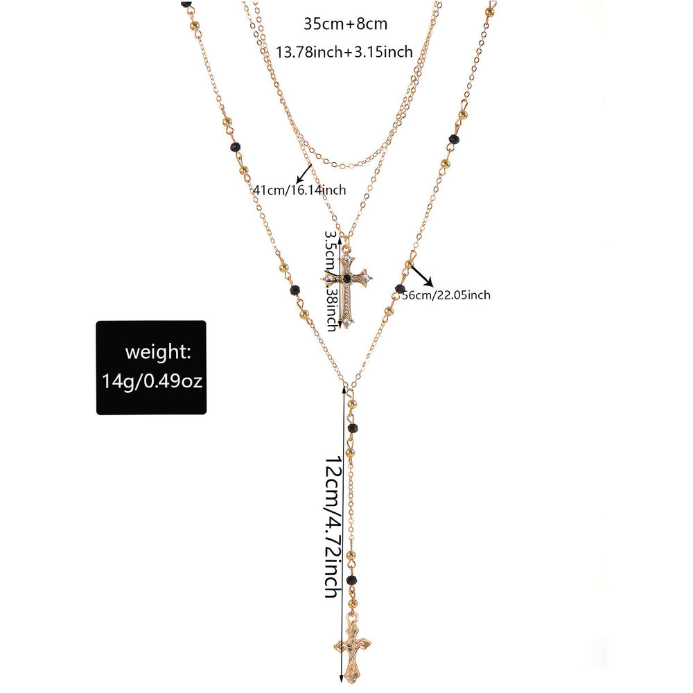 Long cross necklace wholesale fashion cross-border multi-layered pendant light luxury high-end diamond-encrusted clavicle chain for women