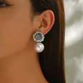 European and american cross-border fashion alloy flower stud earrings, french retro baroque pearl earrings, light luxury high-end earrings
