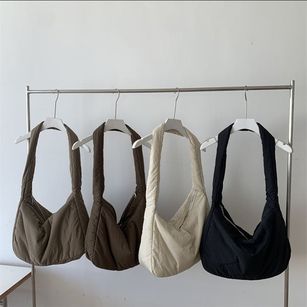 Bag women's bag large capacity autumn and winter new sponge bag soft waxy shoulder tote bag versatile retro messenger women's bag