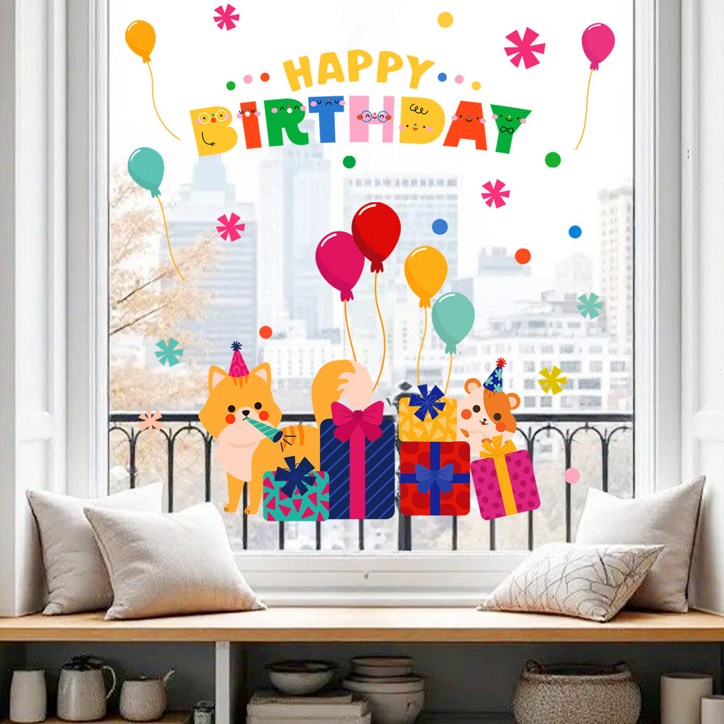 Cross-border new creative gift box balloon home living room bedroom window glass decoration beautiful static sticker