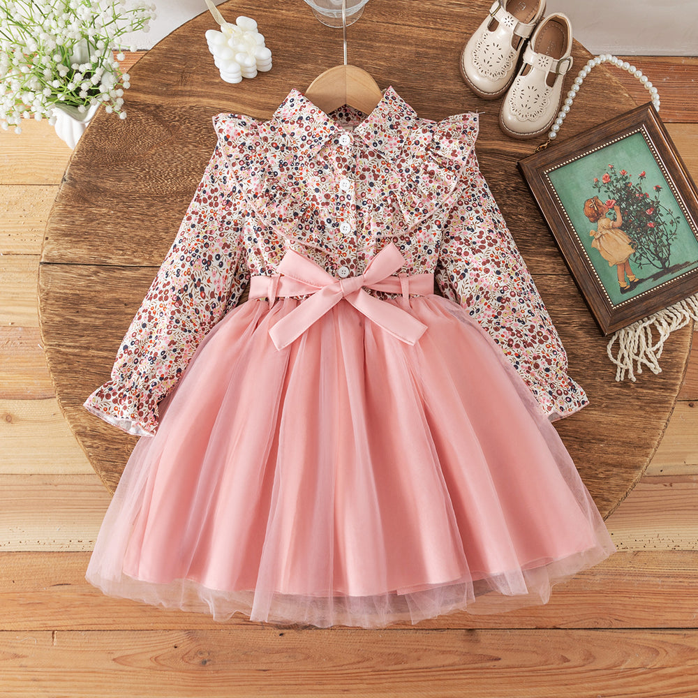 autumn new arrivals: european & american style girls' floral ruffle dress - tulle princess dress